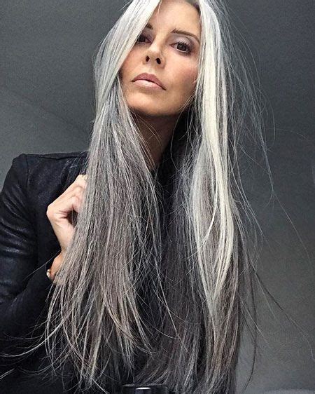 28 Lange Graue Frisuren Long Gray Hair Long Hair Styles Grey