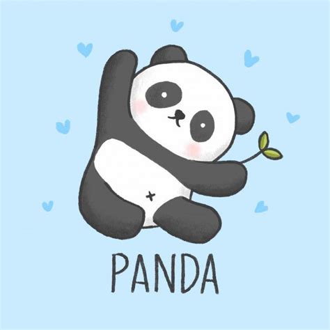 Cute Panda Cartoon Hand Drawn Style Cute Panda Cartoon Cute Panda