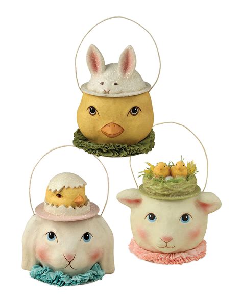 Bethany Lowe Easter Character Containers Set Of 3