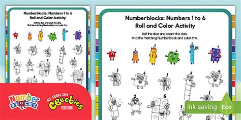 Free Numberblocks Roll And Color To 6 Activity Twinkl