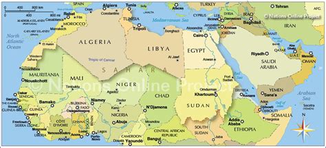 Political Map Of Northern Africa And The Middle East Nations Online