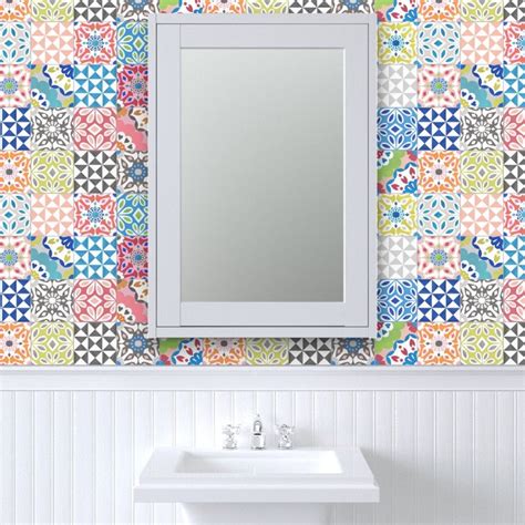 Eclectic Tiles Wallpaper Eclectic Tile By Elephantandrose Etsy