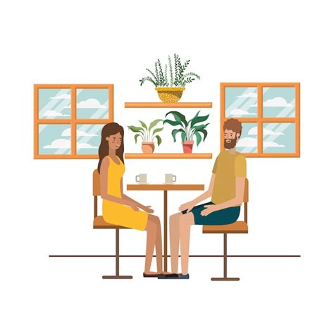 Premium Vector Couple Drinking Coffee In The Living Room