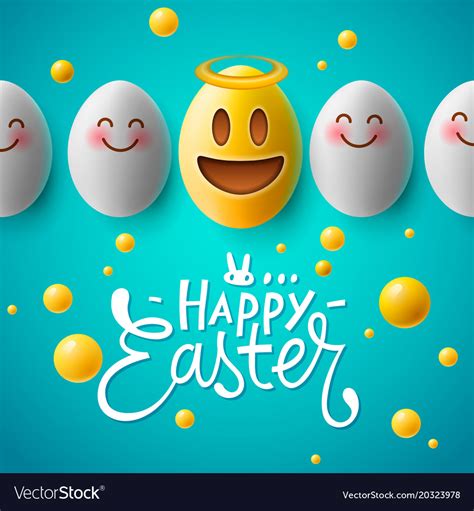 Happy Easter Emoji Eggs Royalty Free Vector Image