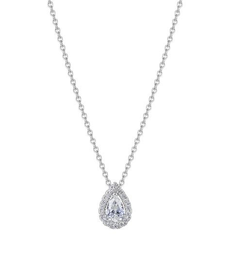 de beers jewellers white gold and pear shaped diamond my first de beers aura necklace harrods uk