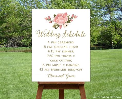 Printable Wedding Schedule Sign Custom Wedding Program Sign Pink