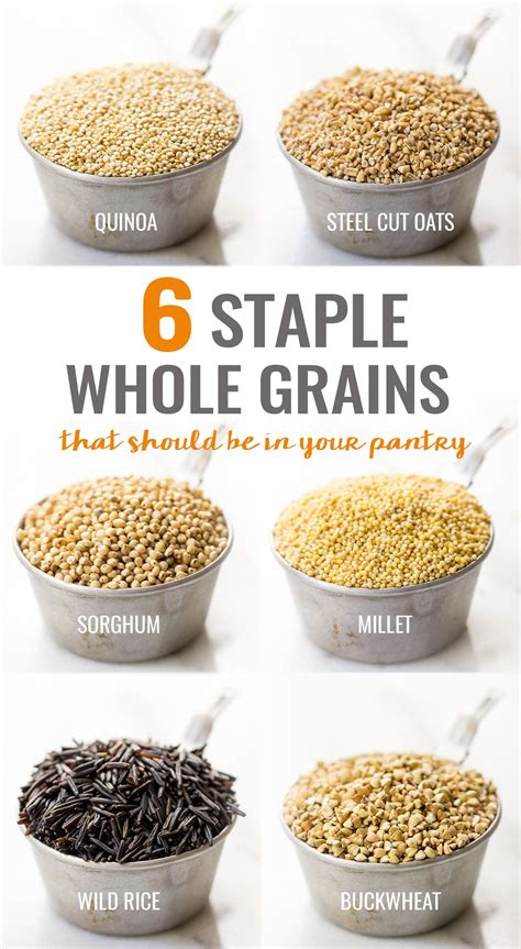 Six Different Types Of Whole Grains Are Shown In This Graphic Above The