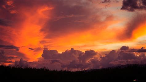 Red Sky Clouds And Dark 4k Wallpaper Download