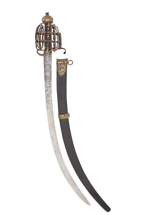 bonhams a very rare english officer s basket hilted sword with indian gold koftgari decoration