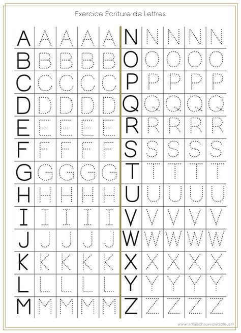Exercice écriture alphabet Apprendre l alphabet Ecriture alphabet