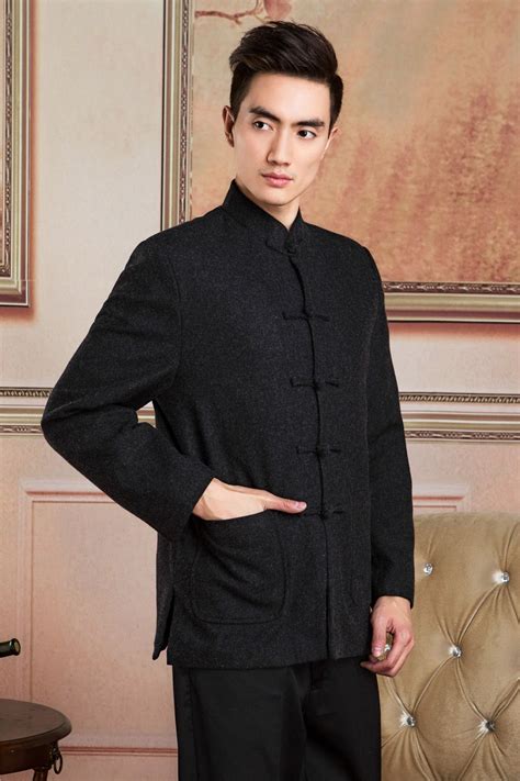 Shanghai Story Chinese Tunic Suit Top Business Casual Chinese Style Stand Collar Jacket Blend