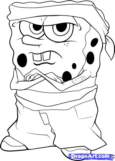 Spongebob gangster by roshua666 on deviantart. Coloriage Spongebob Bandit dessin gratuit à imprimer