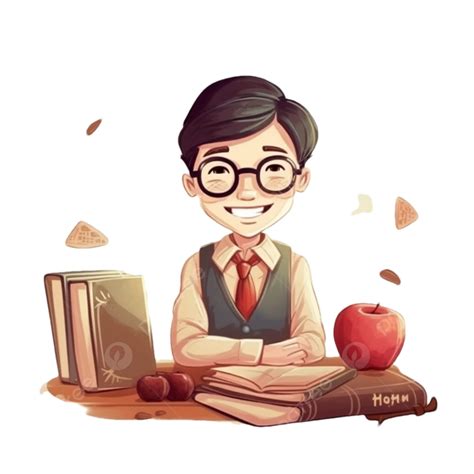 Teachers Day Book Teacher Apple Cartoon Teachers Day Teacher Figure