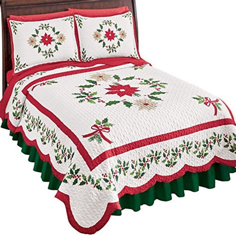 Collections Etc Christmas Evergreen Garland Quilt With Red And White