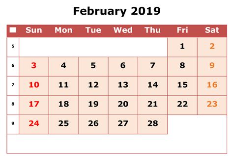 Editable February 2019 Calendar Worksheet Feb February2019