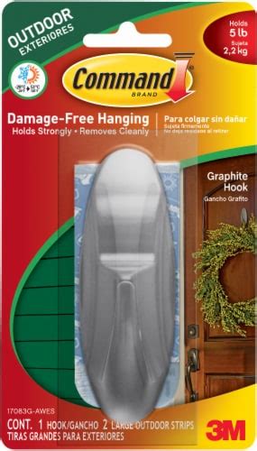 3m Command Outdoor Damage Free Hook Graphite Large 1 Count Ralphs