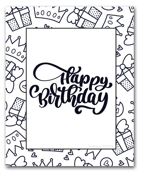 Happy Birthday Printable Coloring Cards