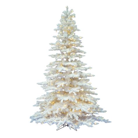 Vickerman Pre Lit 75 Flocked White Spruce Artificial Christmas Tree