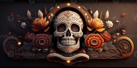 Day Of The Dead Dia De Muertos Mexican Skull Ai 22324180 Stock Photo At