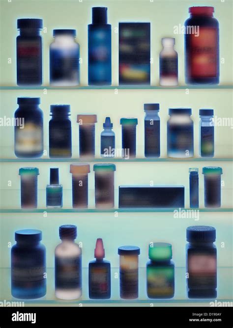 Medicine Bottles In Cabinet Stock Photo Alamy