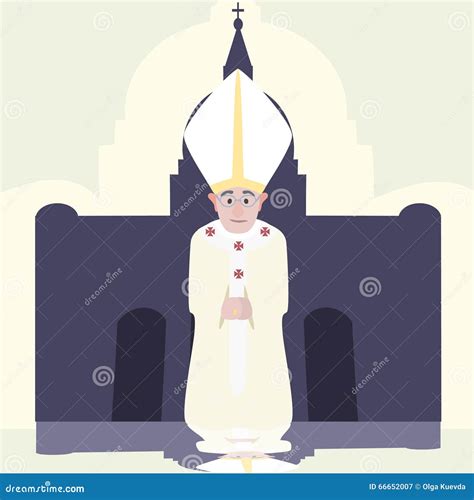 Pope Character Isolated On A White Background Supreme Catholic Priest