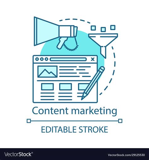 Content Marketing Blue Concept Icon Digital Vector Image