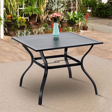 Mf Studio 37 Outdoor Dining Table Patio Bistro Metal Steel Slat Table