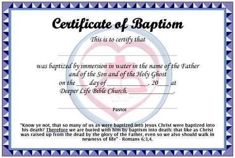 Printable Baptism Certificate Templates Ms Word Best Collections