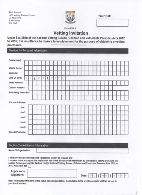 Aci Vetting Invitation Form Nvb 1 Angling Council Of Ireland