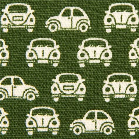 Green Oxford Fabric With White Cars From Japan Oxford
