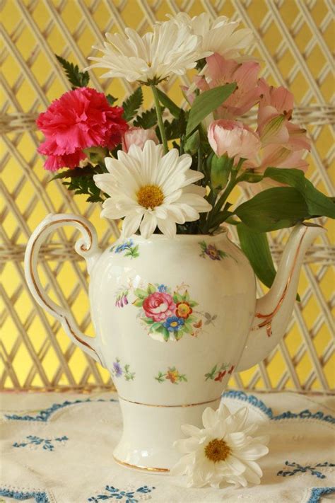Teapot Flower Vase Vintage Flower Vase Vase Shower Gift Etsy Tea