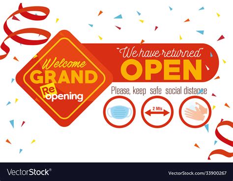 Welcome Grand Reopening We Have Returned Open Vector Image