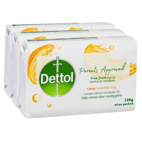 Dettol Citrus Scented Bar Soap 120g X3 Adore Pharmacy