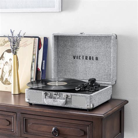 Victrola Journey Signature Bluetooth Suitcase Record Player Grey Walmart Com