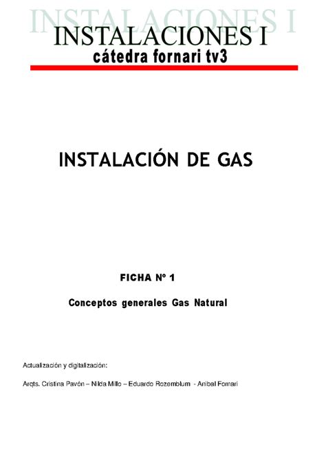 Ficha N 1 Gas Natural 2024 INSTALACIÓN DE GAS FICHA Nº 1