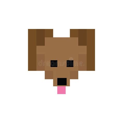 Cute 8 Bit Puppy Dog Face Vector Illustration Pixel Pet Clipart Stock