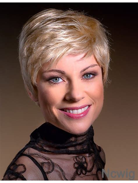 Blonde Boycuts Cropped 6 Inch Straight Synthetic Monofilament Wigs For