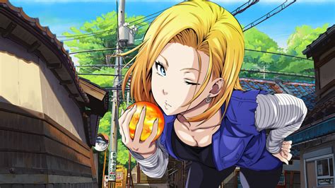 Dragon Ball Super Android 18 Wires Cleavage Blonde Dragon Ball Z Bent Over One Eye Closed