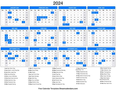 5 Year Calendar 2024 To 2024 2024 Calendar With Holidays