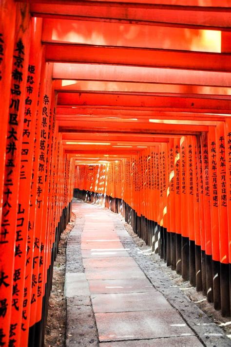 Red Torii Gates In Fushimi Inari Shrine Kyoto Stock Image Image Of