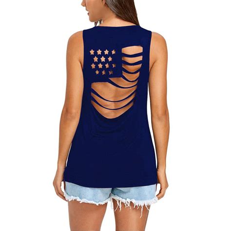 Alice Tank Top For Women American Flag Sleeveless Sexy Top Backless Stars And Stripes