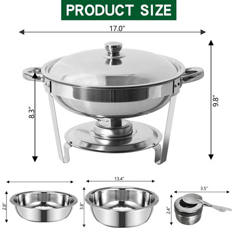Jstuoke Chafing Dish Buffet Set 4 Pack Stainless Steel Round Chafing