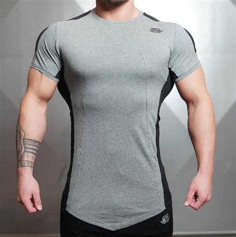 2018 mens tight fitting short sleeved t shirt fitness organization body engineer fitness gyms