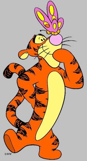 A Cartoon Tiger With A Butterfly On Its Head