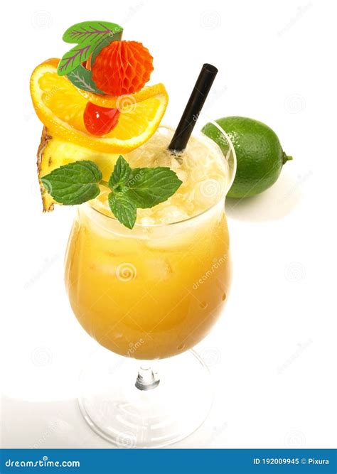 Mai Tai Cocktail Isolated On White Background Stock Image Image Of Fruity Fruits 192009945