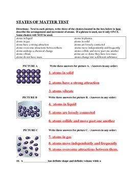 Answer to states of matter phet states of matter predictions 1. States of Matter Test and Answer Key by Paige Lam | TpT