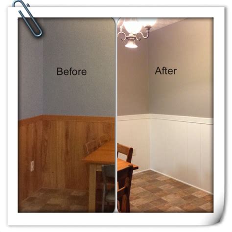 Before And After With Painted Oak Paneling Walls Went From Whale Blue