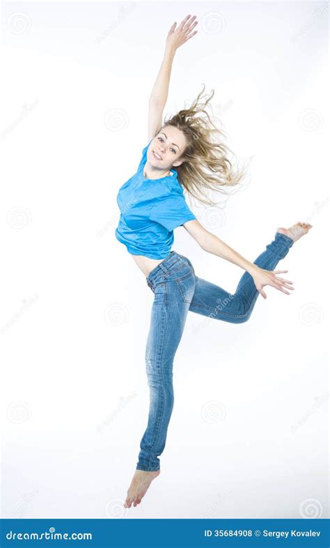 Dancer Girl In Jeans Stock Photo Image Of Jeans Blonde 35684908