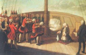 Image result for British Admiral John Byng was executed by a firing squad