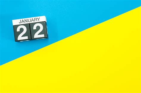 January 22nd Day 22 Of January Month Calendar On Blue And Yellow